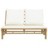 Garden Bench with Cream Colored Cushions Bamboo