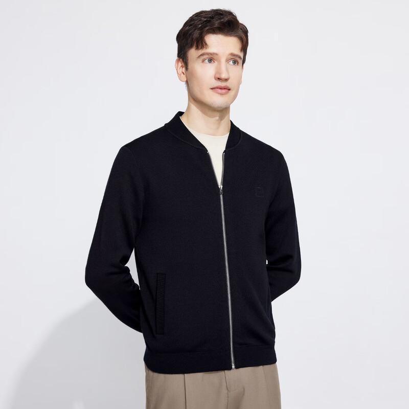 Langdeng Men's Thick Merino Wool Blend Zipper Cardigan Jacket