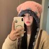 Autumn and Winter Cute Bear Plush Knitted Hat Children Colored Strap Ear Protector Hat Shows Small Face