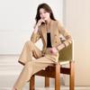 Women's Petite Slim Fit Color Block Suit Set - Light Luxury Style, Flattering Double-Breasted Short Blazer, Professional Wear.
