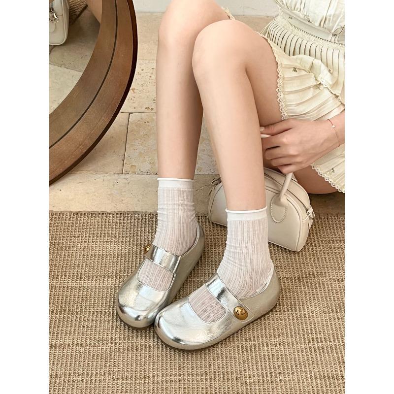 Fashion Versatile Casual Retro Mary Jane Shoes Women s Summer New Simple One-word Button Ballet Shoes Single Shoes 35
