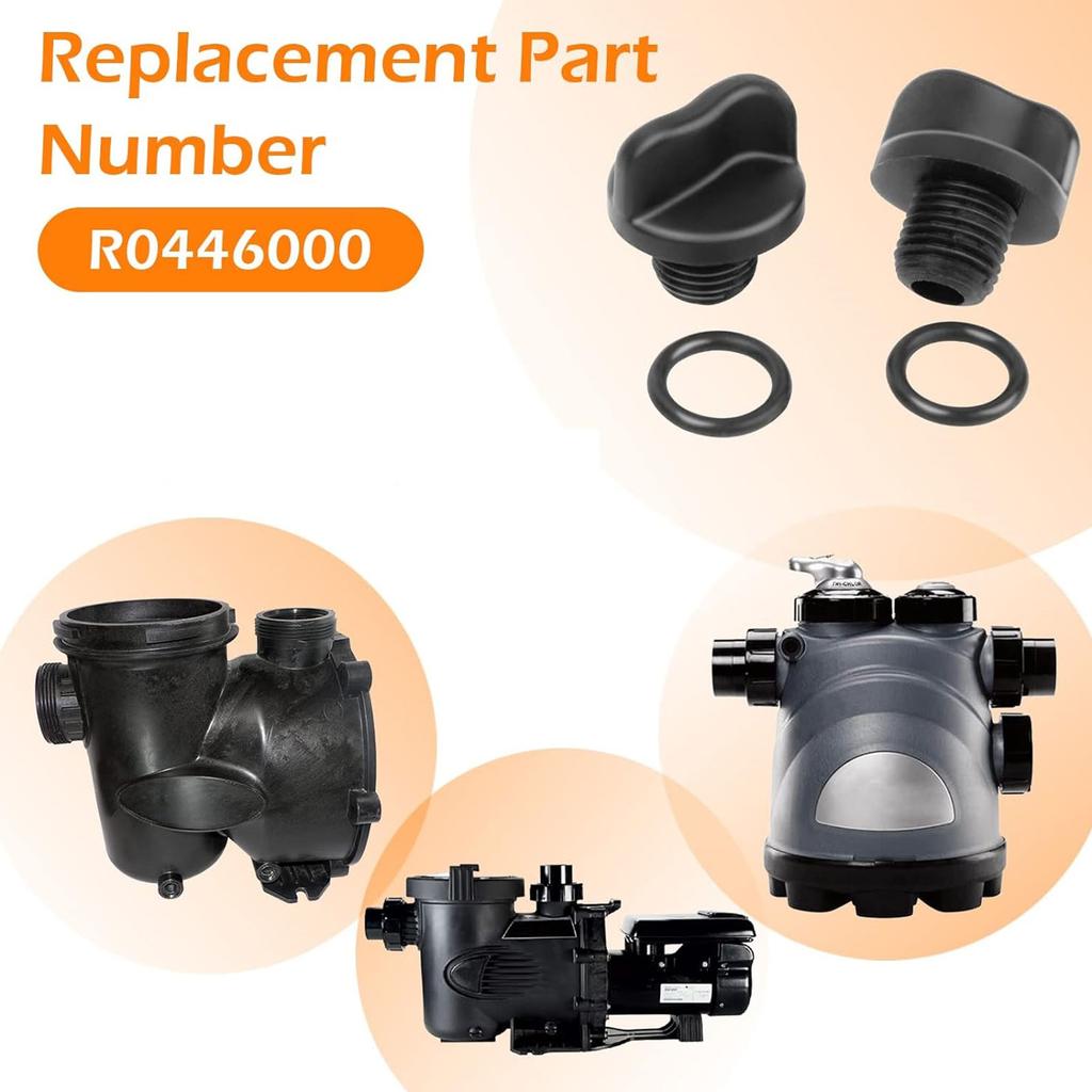 1 Set Pool Pump Drain Plug with Seal Rings Replacement Plastic Texture for Filter Pumps and Water Purification Systems