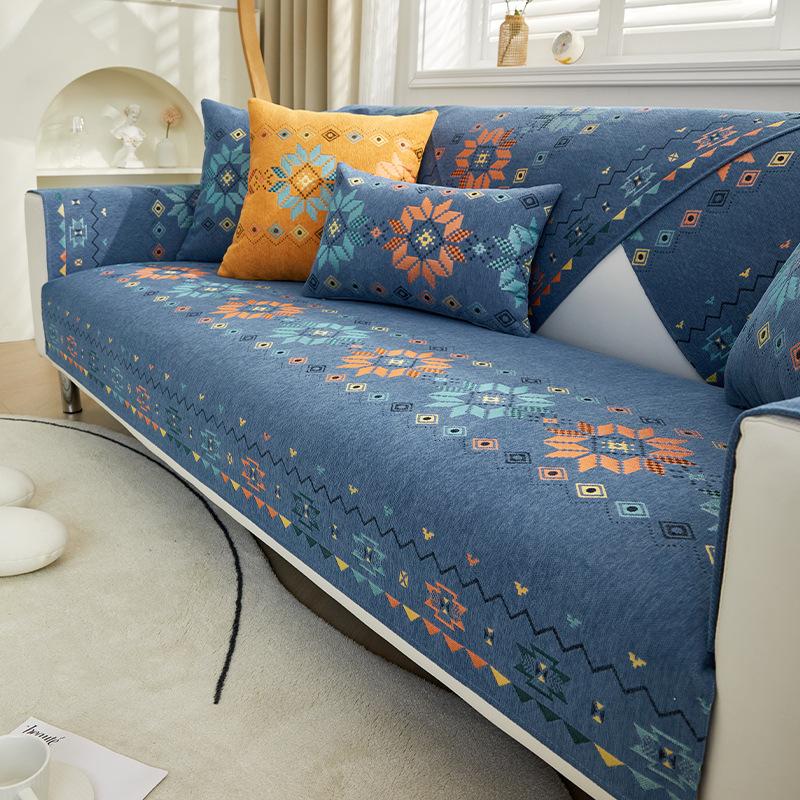 Pokrowiec na sofę z tkaniny żakardowej Chenille High-End, antypoślizgowy