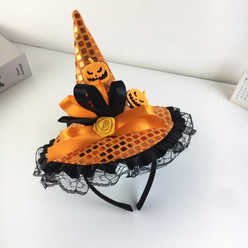 Witch Hat Headband for Adult Cosplay Party Costume Novelty Wizard Cap Hairband Holiday Masked Ball Headgear Accessories