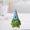 Cute Frog Resin Figurine with Party Hat Small Garden Animal Statue Mini Cartoon Frog Sculpture for Garden Yard Patio Desk Fantasy Home Decor