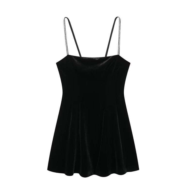 European American Women s Clothing Sexy Velvet Mini Short Suspender Dress XS