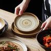 Japanese Ceramic Dishes Creative Retro Coarse Pottery Eating Bowl Dish Hand-made Plate Household Fish Plate Steak Plate