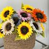 Artificial Flowers Realistic Sunflower Bouquet for Home Decoration UV-Resistant Fade-Free Adjustable Stem Living Room Bedroom Wedding Photo Props