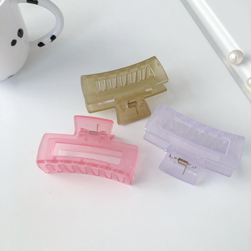 Pc Stylish 8cm Material Jelly Color Hair Claw Clip With Simple Geometric Design