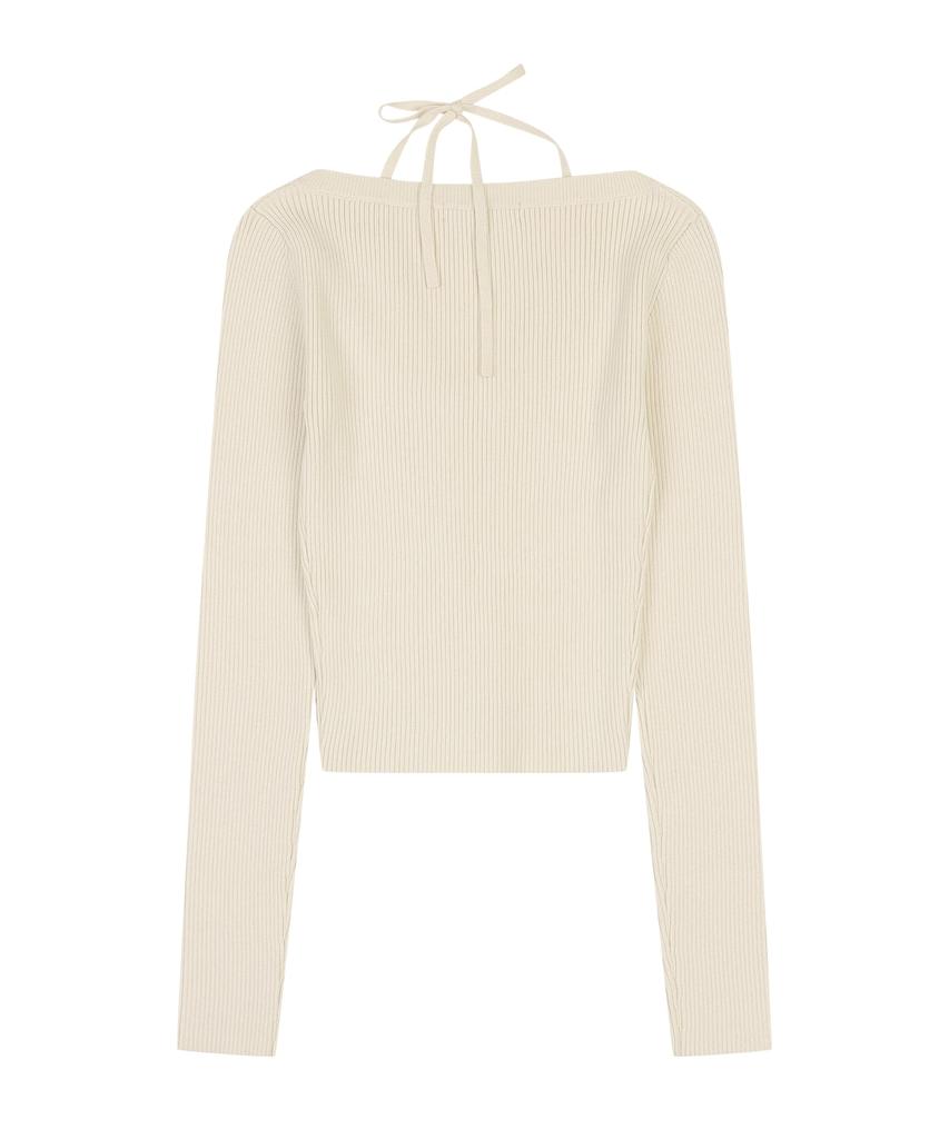 ORDINARY HOLIDAY Halter Slit Knit Pullover [Ivory]