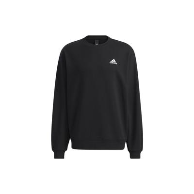 Adidas Einfarbig Rundhals Logo-Print Langarm Sweatshirt Unisex Oberteile Schwarz H37067