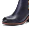 Johnature Genuine Leather Women Shoes Thick Heeled Short Boots  Round Toe Patchwork Handmade Ankle Boots