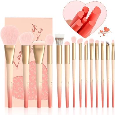 DUcare Makeup Brush Set of 14 High Quality Fiber Bristle Makeup Brush Fluffy Powder Brush Cheek Brush Eyeshadow Brush Eyebrow Brush Heart Shaped