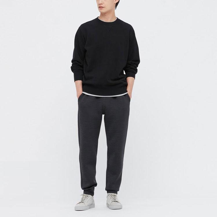 UNIQLO Round Neck Solid Color Long Sleeve Sweatshirt Unisex sweatshirt Black 444966-69