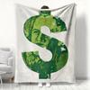 Green Dollar Sign MoneyFlannel Printed Blanket Suitable for All Seasons Suitable for Living Room Office Sofa and Travel