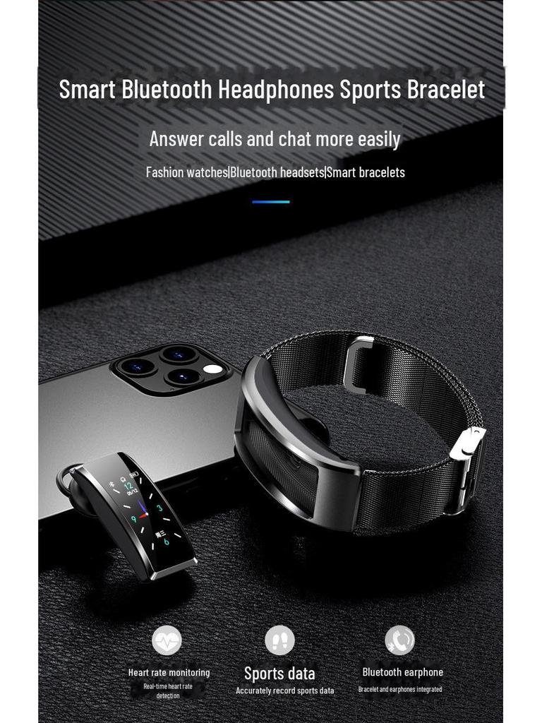 Smart Bracelet with Bluetooth Earbuds: B6S Color Screen Sports Watch for Calls and More