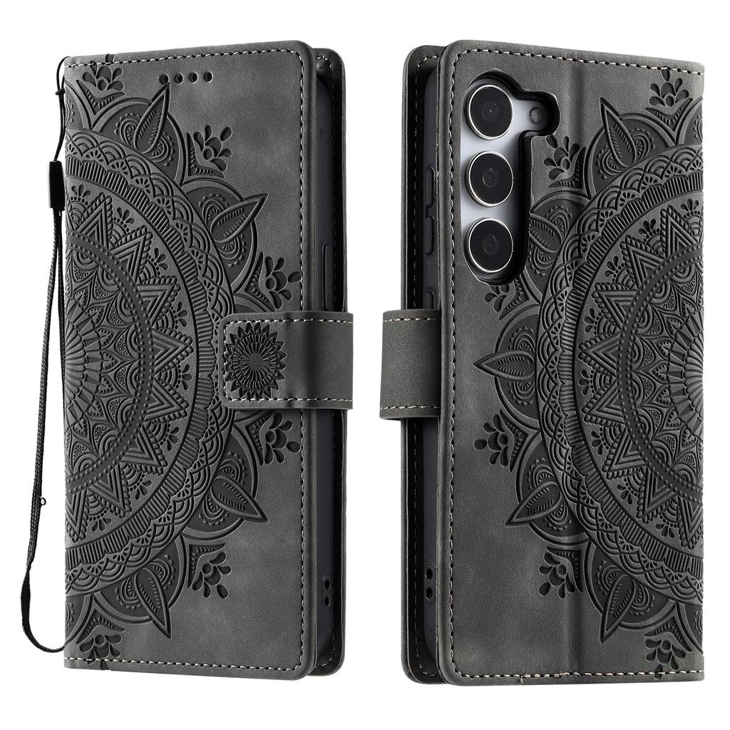 For Samsung Galaxy S26/S26 Pro Case Imprinted Totem Skin Feel Wallet Leather Phone Cover with Hand Strap