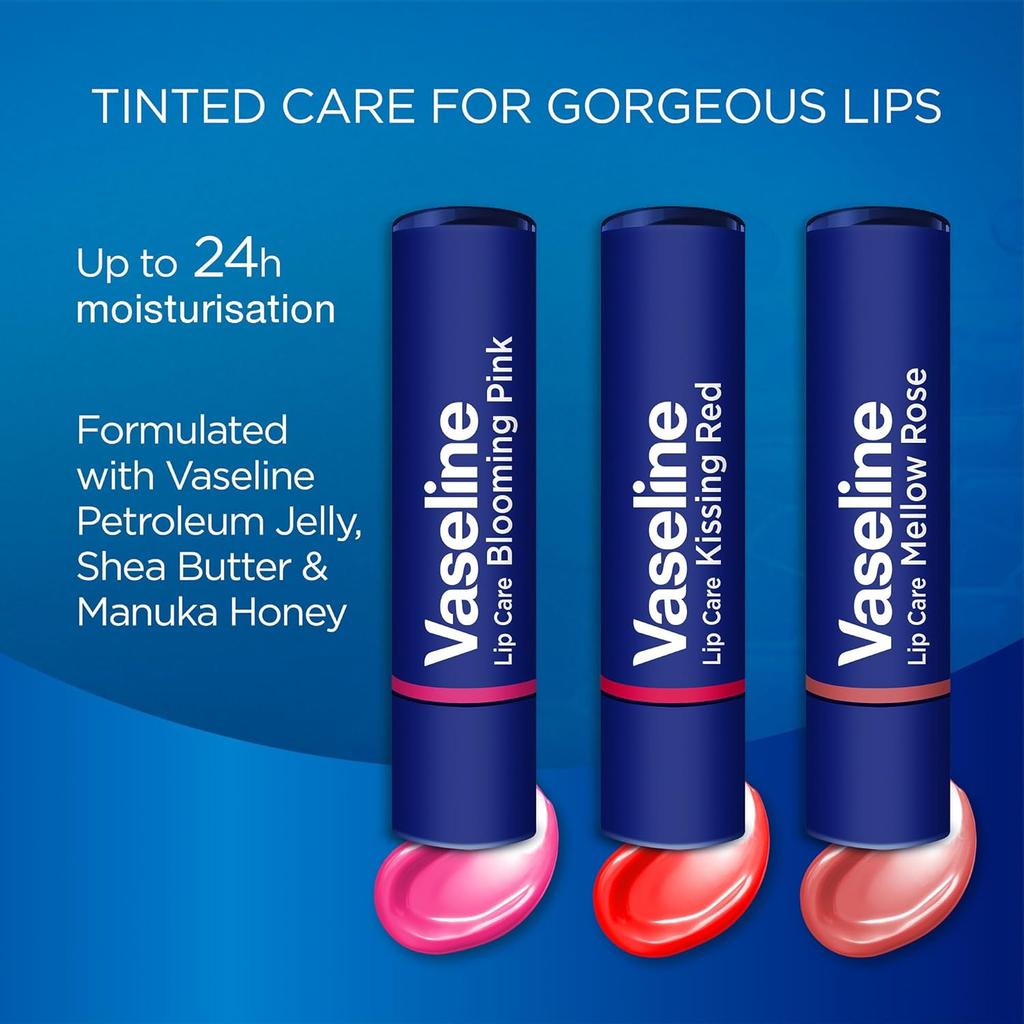 Vaseline Colour+Care Mellow Rose Tinted Lip Balm Stick 3g With 24Hr Moisture For Soft Smooth Rosy Lips