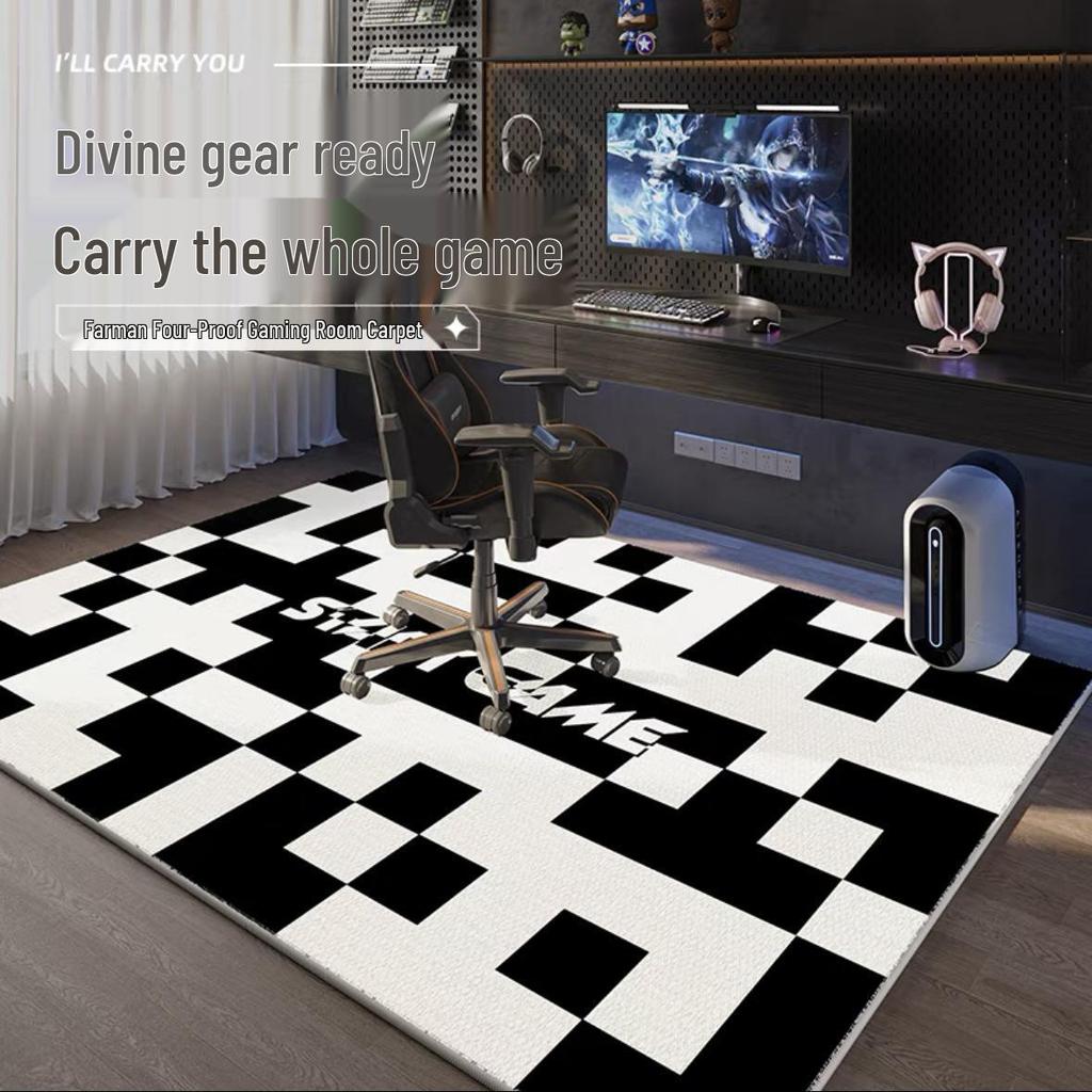 Waterproof Soundproof E-sports Rug for Boys' Bedroom - Easy To Clean, Thick and Durable
