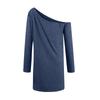 Damenmode Casual Reveal One Shoulder Langarm Einfarbig Schlank Kleider