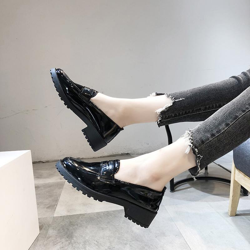 

Summer leather shoes women s summer new versatile student flat black 35