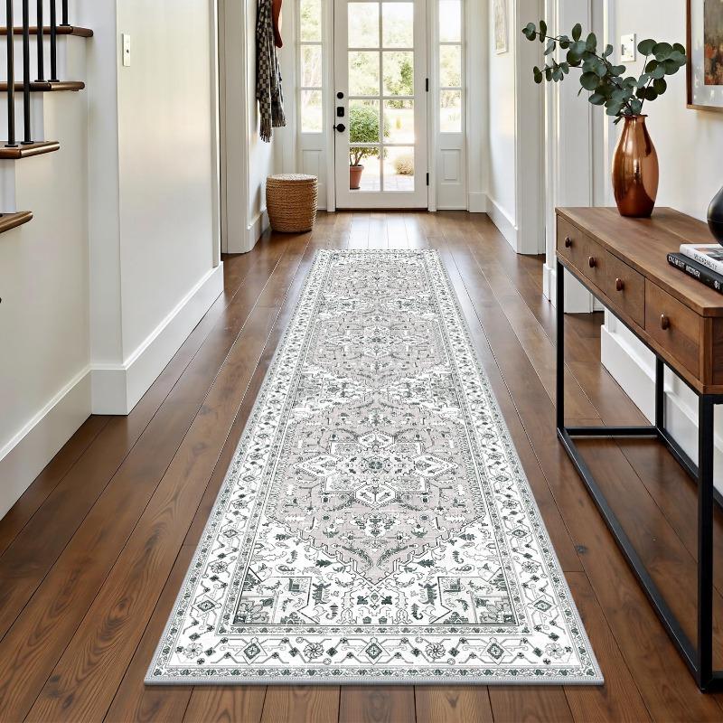 Vintage Persian Floral Runner Rug Soft Non-Slip Hallway Carpet Bohemian Oriental Print Area Rug for Kitchen Bedroom Hallway