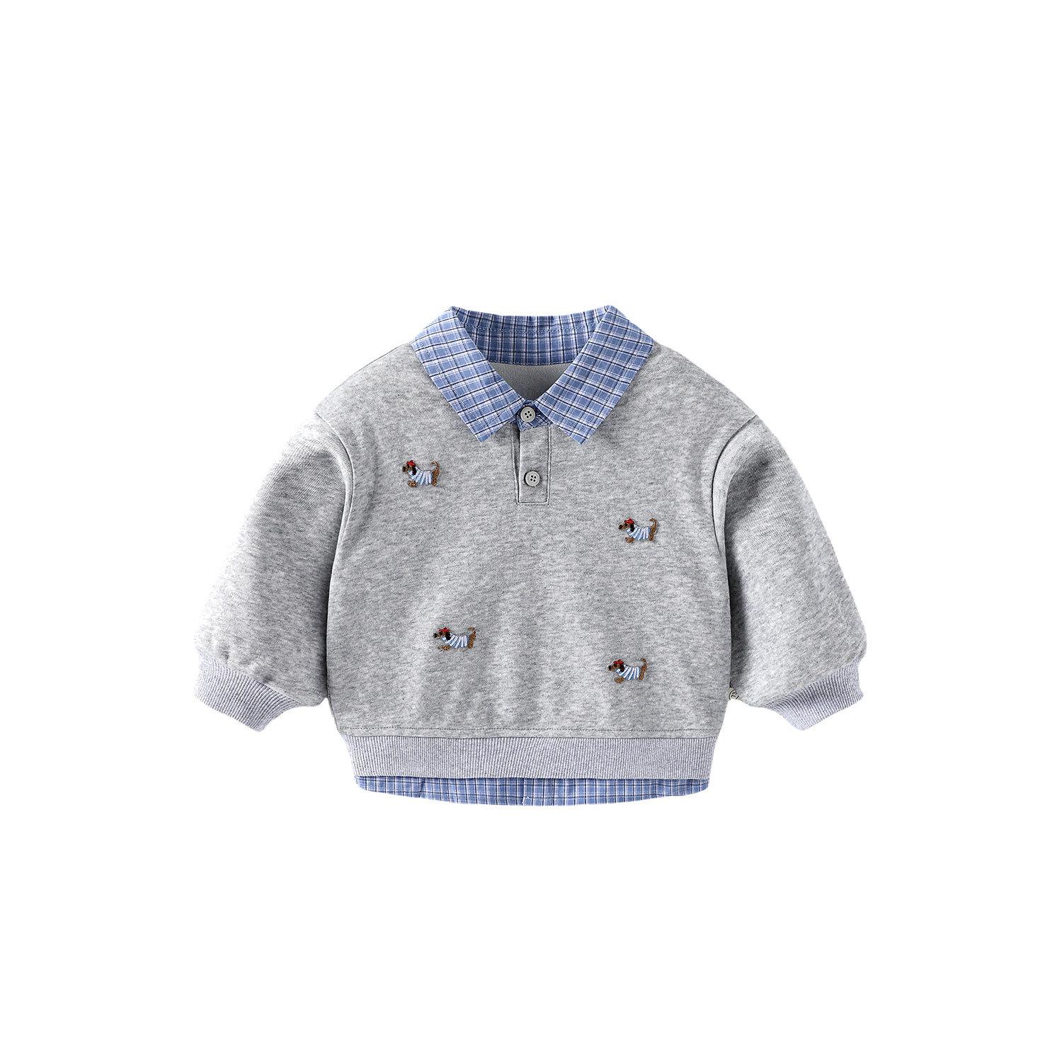 Baby Boys Sweatshirt Spring Autumn Fake Two Piece Pullover Fashion Casual Top for Kids 73