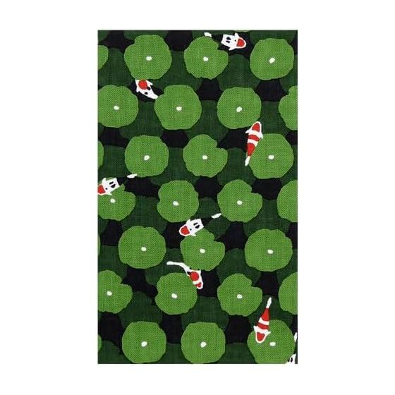 Hamamonyo Tenugui Towel - Lotus Carp - Yokohama Traditional Kata-zome Dyeing - 100% Cotton - Approx. 34cm x 90cm - Cut Edge