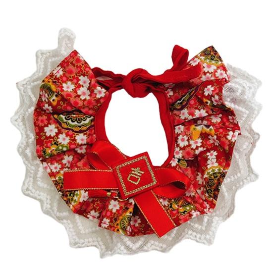 

Нагрудник для домашних животных, слюна, полотенце, дизайн с бантом, кружевная отделка, яркий цвет, износостойкий S