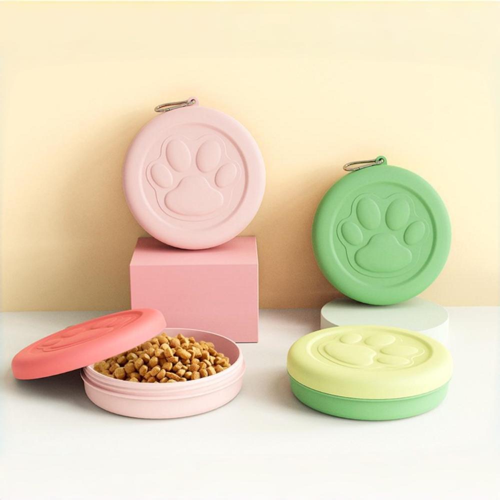 Portable Pet Bowl Set: Collapsible Outdoor Feeder with Snack Container for Dog & Cat Food On Hikes, Camping, and Travel
