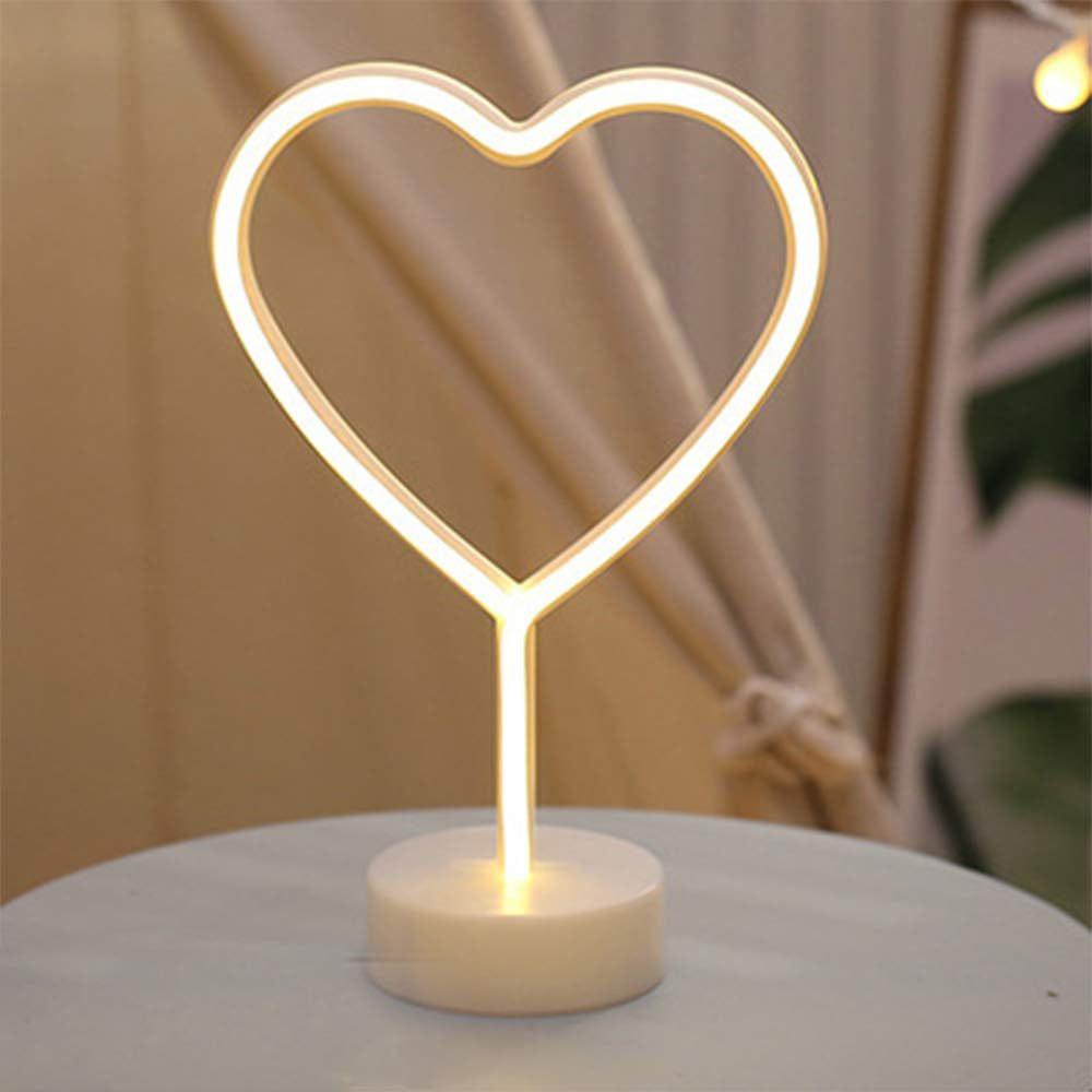 3D Heart Shape Neon LED Light Romantic Table Lamp Mood Light Bedroom Decor