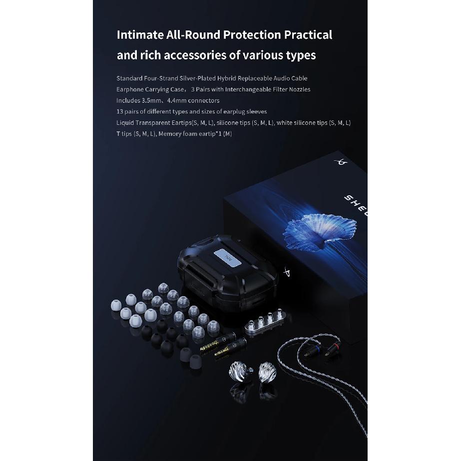 TRN SHELL Four-Unit Dynamic Driver Planar Hybrid IEM Earphones with Liquid Metal Body & Streamlined Electroplating Process
