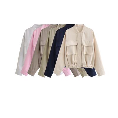 Frühlings Damen Casual Uni Mantel Einreihig Langarm Jacken Mit Vordertaschen Mode Damen Y2K Oberbekleidung Übergröße