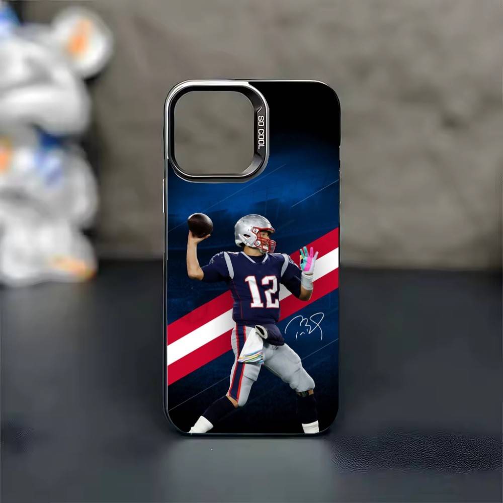 

Rugby Tom B-Brady 12 Phone Case For iPhone 17 16 15 14 13 12 11 Pro Max Plus Silver candy Matte Cover iPhone16promax