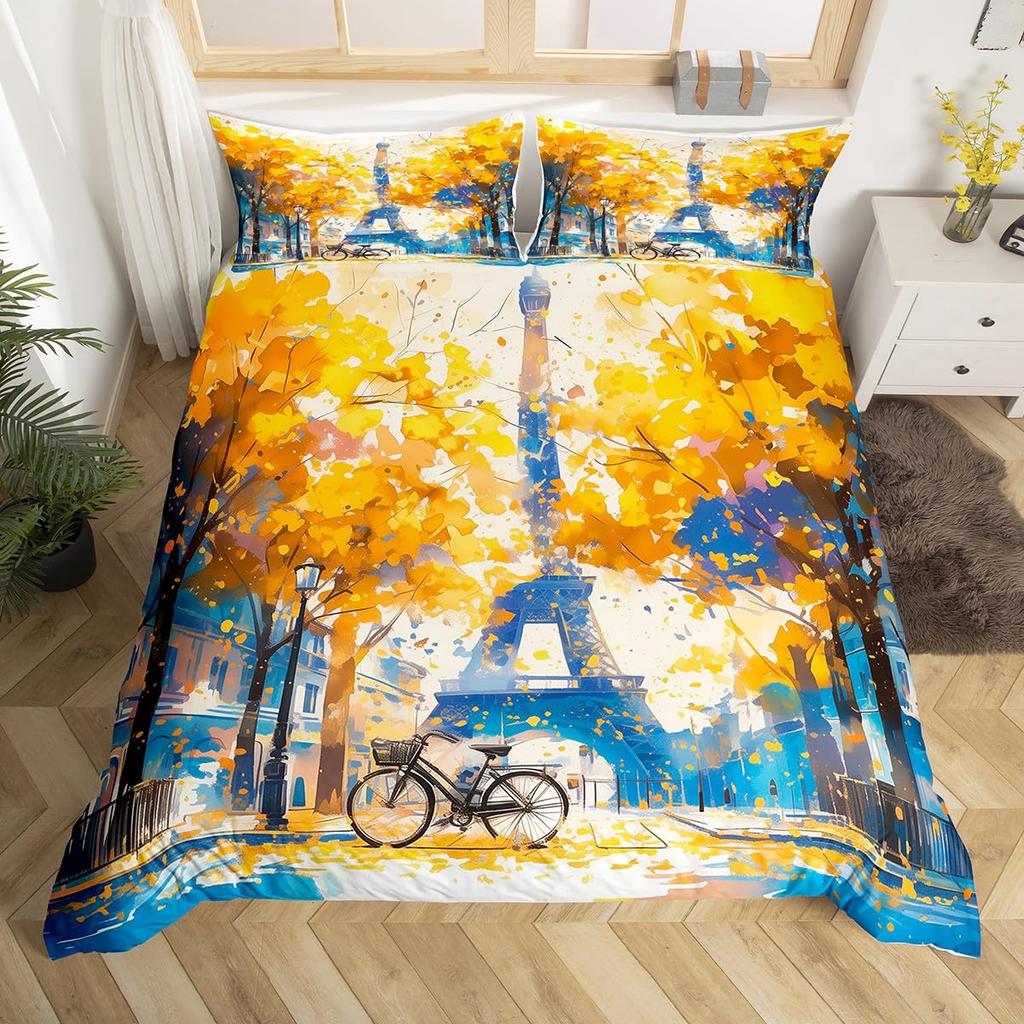Duvet Cover Sets Ginkgo Leaves Pattern Nature Botanical Leaf Aesthetic Bedding Sets with 2 Pillow Shams Queen King Size No Quilt