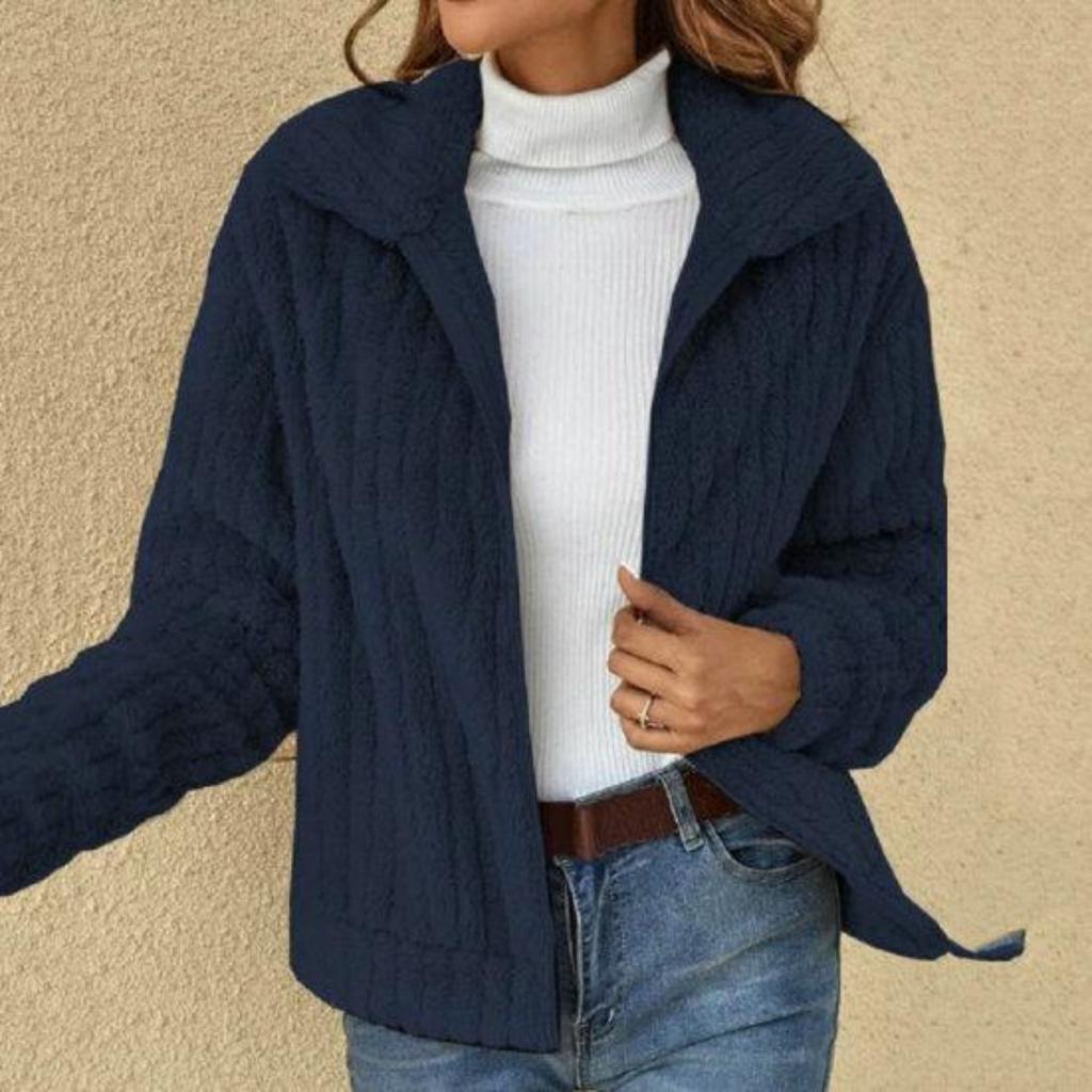 Faux Sherpa Jacket Women's Winter Coat Ladies Warm Long Sleeve Cardigan Lapel Zip Up Coat Outwear