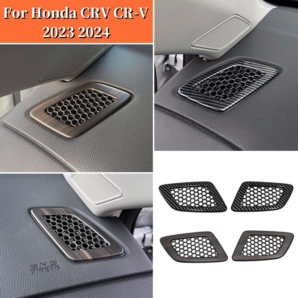 For Honda CRV CR-V 2023 2024 Car Styling Sticker Accessories ABS Wood Grain auto Front Air Condition Vent Outlet Cover Trim