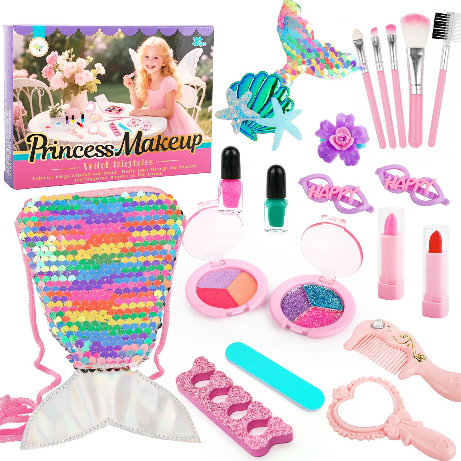 

Принцесса Набор для макияжа для девочек: Косметичка и маникюрный набор для игрушек для путешествий