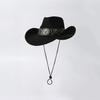 Western cowboy hat for men and women, faux suede, distressed with metal rivets, wide brim, outdoor riding sun protection hat