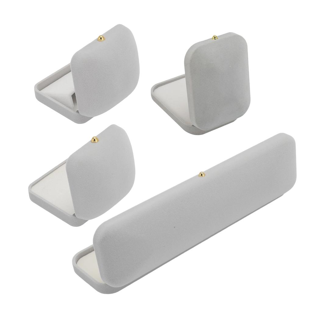 Jewelry Gift Box Cushioning Soft Lining Exquisite Lightweight Portable Small Jewelry Case Light Gray