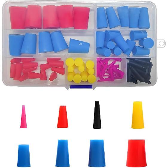 100 PCS Silicone Tapered Plug Kit, High Temp Resistant Silicone Stoppers Assortment Kits, Protecting Hole Plugs During Spraying, Coating, Painting,