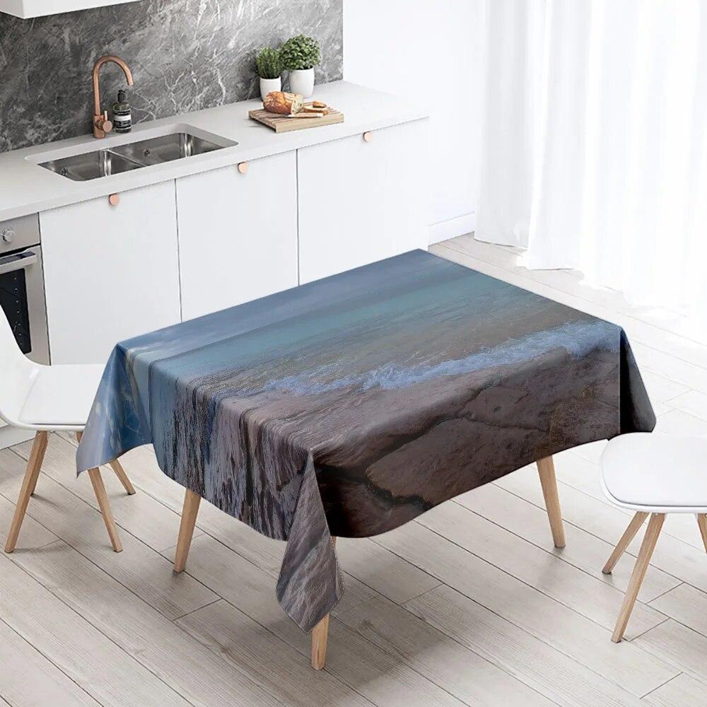 

Пляжна скатертина Seaside Sunset Anti-Stain Водонепроникний прямокутний кухонний обідній стіл Home Decor 40x70cm
