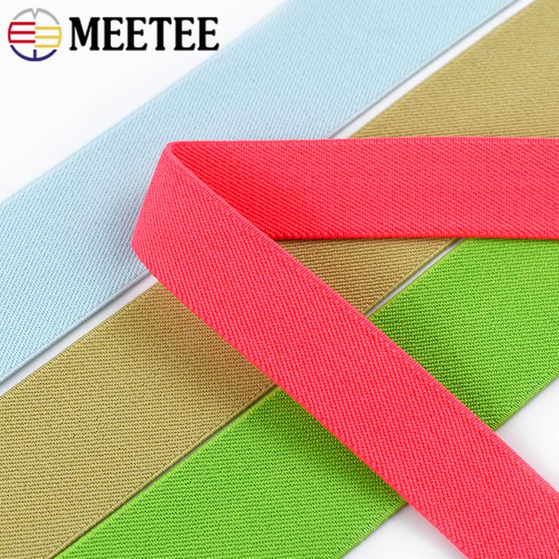 Meetee 2/4M 25-40mm Elastic Band Color Rubber Stretch Webbing Strap for Waistband Bra Backpack Sewing DIY Garment Accessories