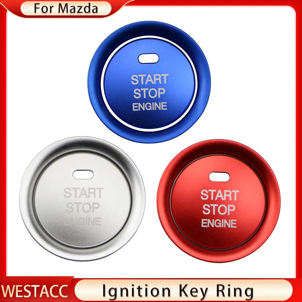 Car Engine Start Stop Switch Button Ignition Key Ring Cover Sticker Trim for Mazda CX5 CX3 CX4 Cx-3 3 6 Axela Atenza Accessories