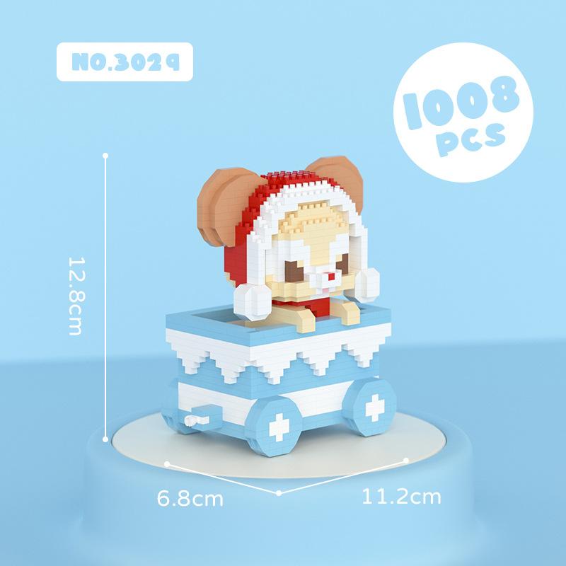 Kawaii Train Disney LinaBell Gelatoni Micro Building Blocks Funny Duffy ShellieMay Mini Diamond Brick Model Toys For Kids Gift