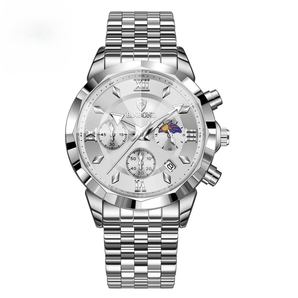 Luxury Men Watch Top Original Waterproof Luminous Chronograph Man Wristwatch Stainless Steel Quartz Business Men Watches