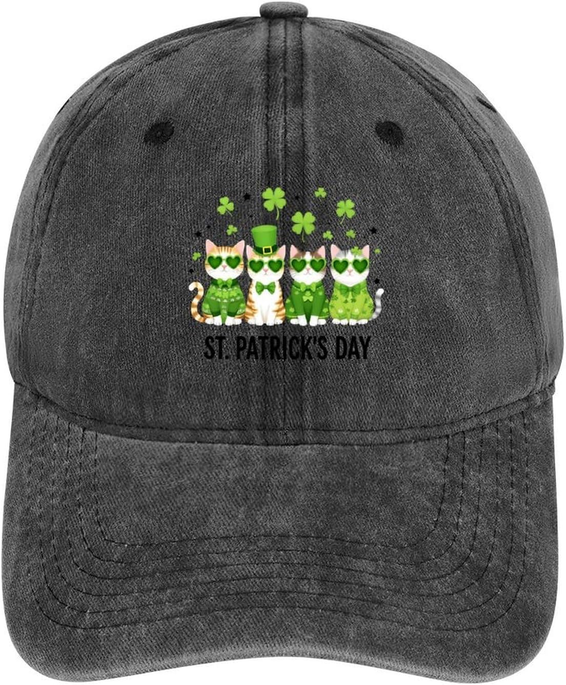 

St Patricks Day Cats Baseball Cap Polyester Adjustable Casual Sun Protection Baseball Hat for Unisex Adults One Size