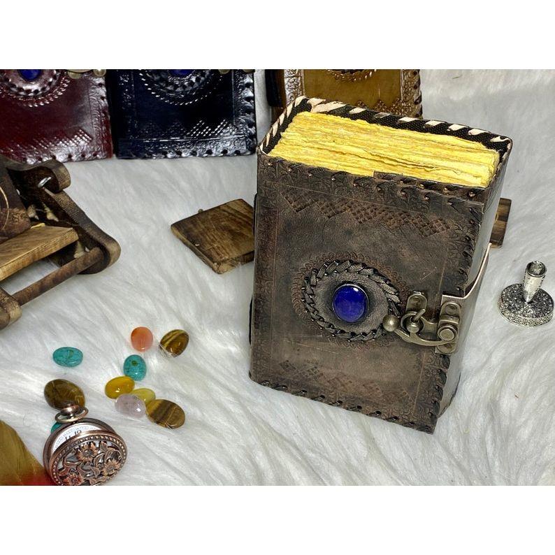 Vintage Leather Journal Blank Spell Book of Shadows Celtic Stone Grimoire Journal Handmade Journal Gifts for Men and Women