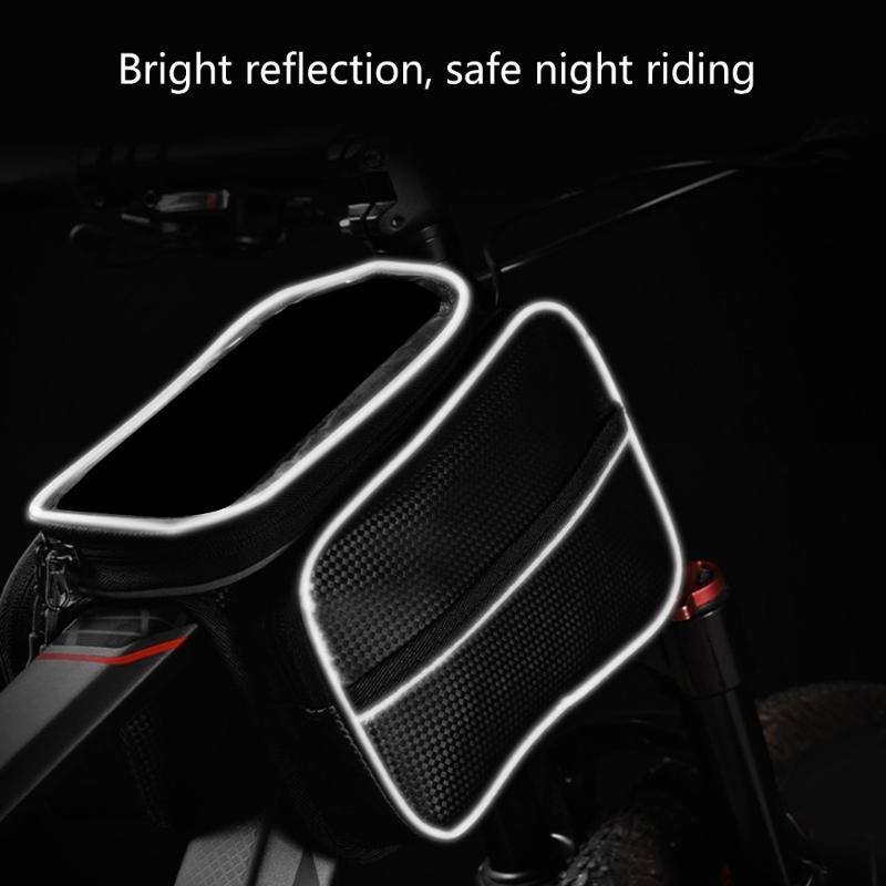 Large Capacity Waterproof Bicycles Front Top Tube Pouch Pannier Bike Phone Mount Holder Handlebar Bag with Touch Screens