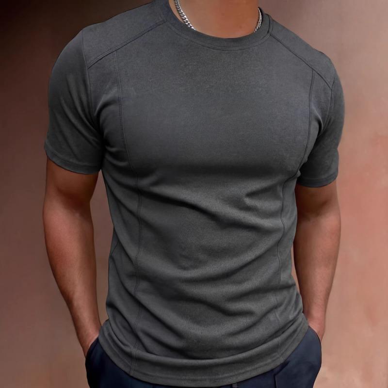 Mens Slim Fit Solid Color Short Sleeve T Shirt Casual Basic Tee